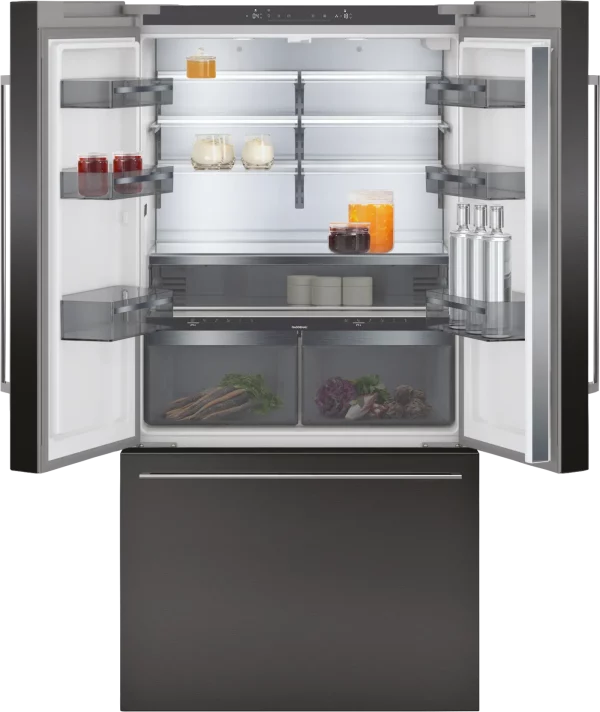 Gaggenau, Serie 200 Frittstående kjøl/frys 183 x 90.5 cm Børstet sort stål med anti-fingeravtrykk, RY295350