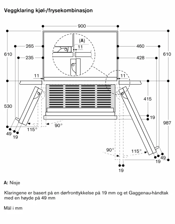Gaggenau,Vario cooling Ekspressiv serie Kjøl-/frysekombinasjon 212.3 x 89.4 cm Dempet dørstengingssystem/Flathengslet, RVY497190 - Bilde 11